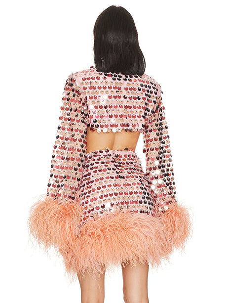 Aurohaya Rosamonde Sequin Two Piece Set Mini Dress
