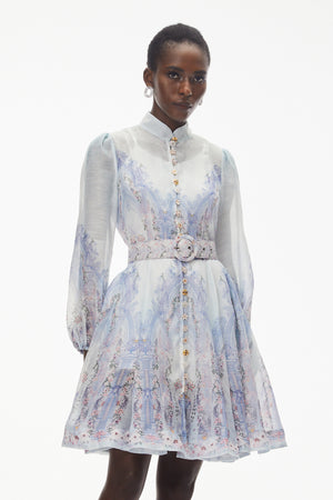 Aurohaya Salome Blue Floral Embellished Mini Dress