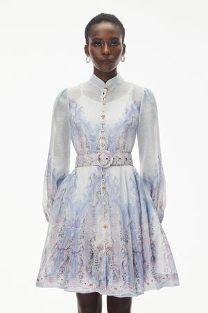 Aurohaya Salome Blue Floral Embellished Mini Dress