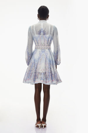 Aurohaya Salome Blue Floral Embellished Mini Dress