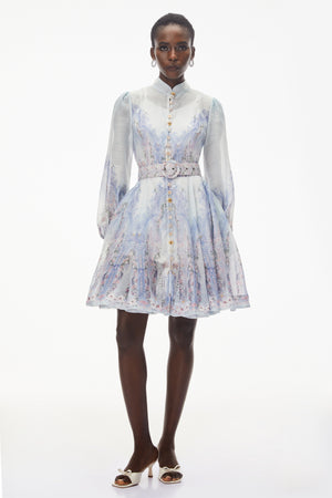 Aurohaya Salome Blue Floral Embellished Mini Dress