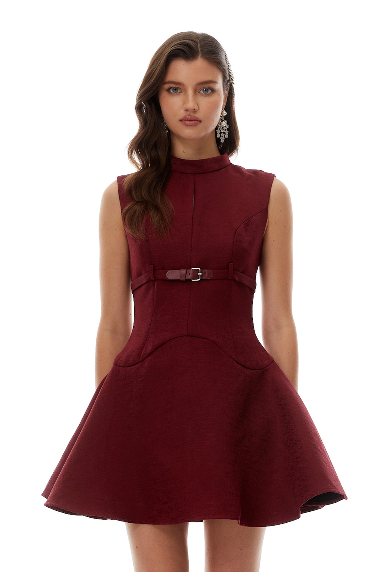 Aurohaya Sara Red Belted Mini Dress