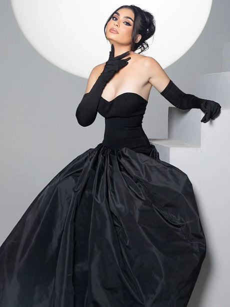 Aurohaya Sybille Strapless Cutout Maxi Dress