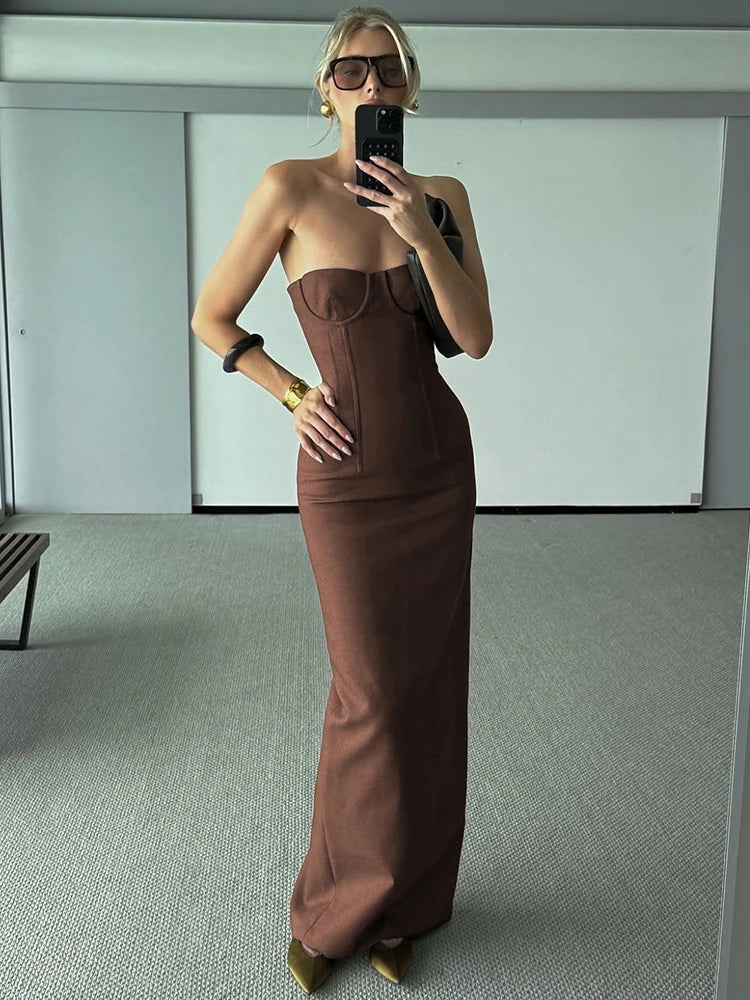 Aurohaya Brielle Strapless Bodycon Maxi Dress