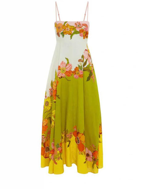 Aurohaya Sophisticated, Modern And Unique Print Strap Midi Dress