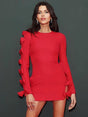 Aurohaya Ninon Long Sleeve Mini Dress Red