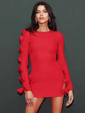 Aurohaya Ninon Long Sleeve Mini Dress Red