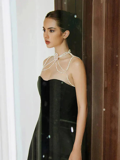 Aurohaya Claribel Strapless Midi Dress