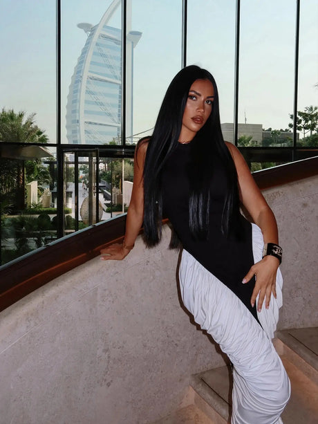 Aurohaya Laurette Halter Ruched Midi Dress