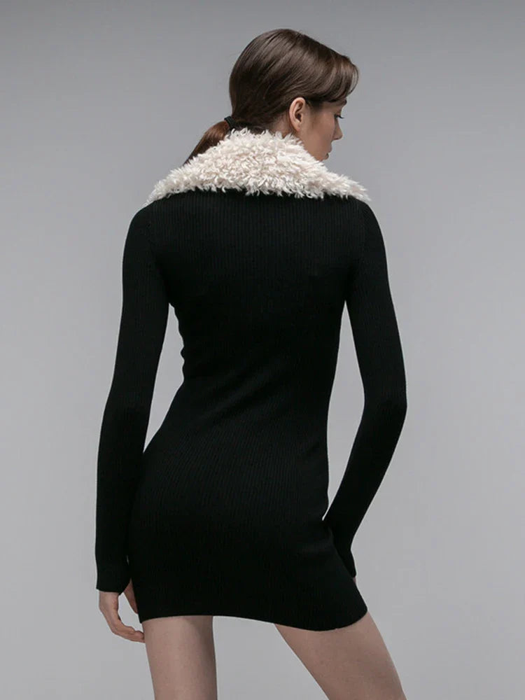 Aurohaya Olympe Ribbed Knit Mini Dress