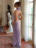 Armelle Shimmering Open-Back Maxi Dress