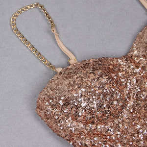 Bustier Sequin Jumpsuit Rose Gold