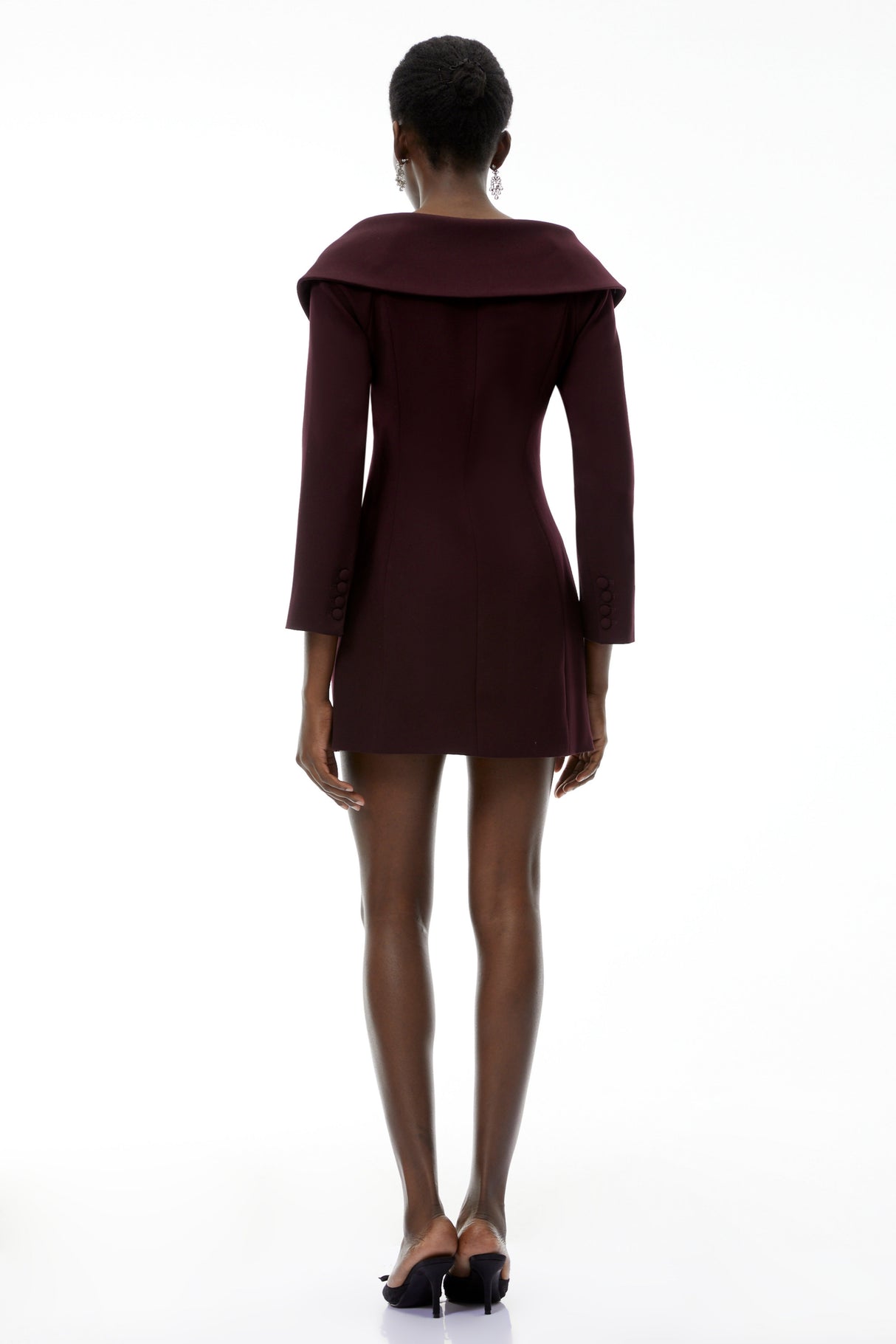 Aurohaya Seraphina Purple Off Shoulder Mini Dress with Lapels