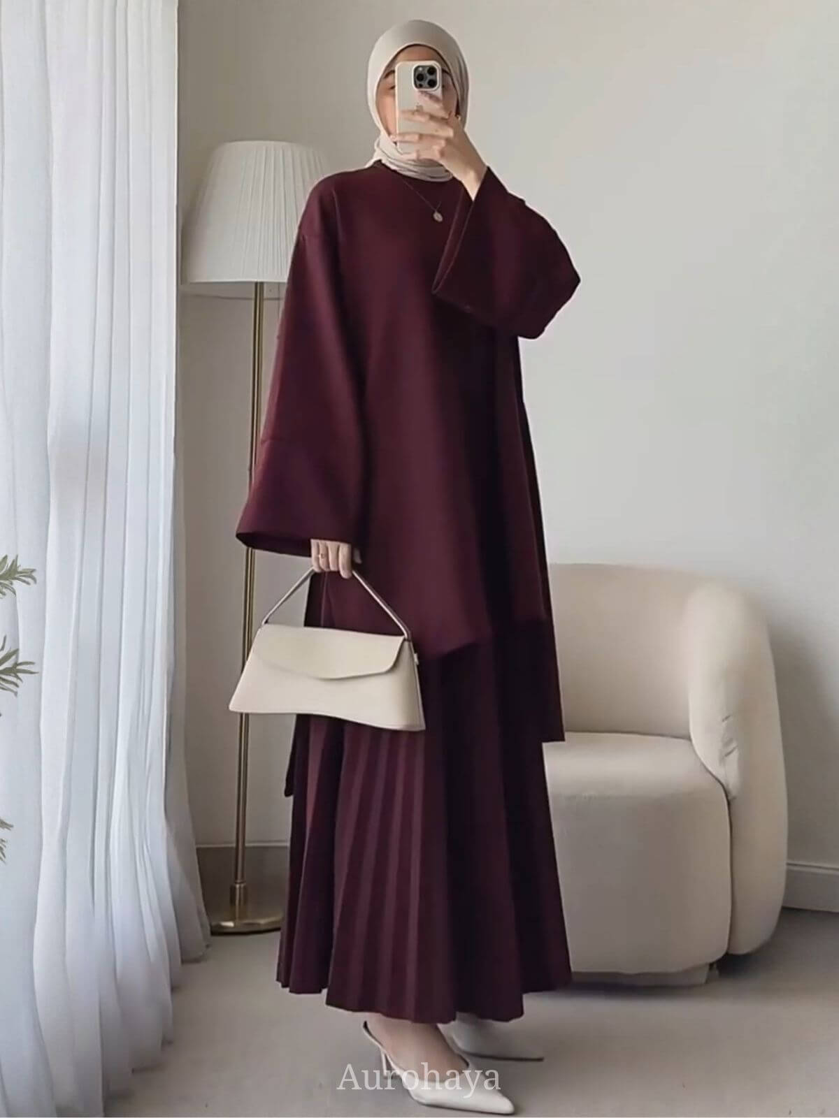 Round Neck Top & Pleated Maxi Dress 2-Piece Set