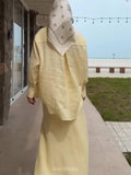 Long Sleeve Button-Down Top & Loose Maxi Dress 2-Piece Set