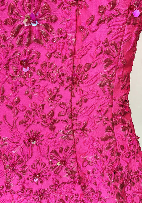 Short Sleeve Floral Dress Hot Pink