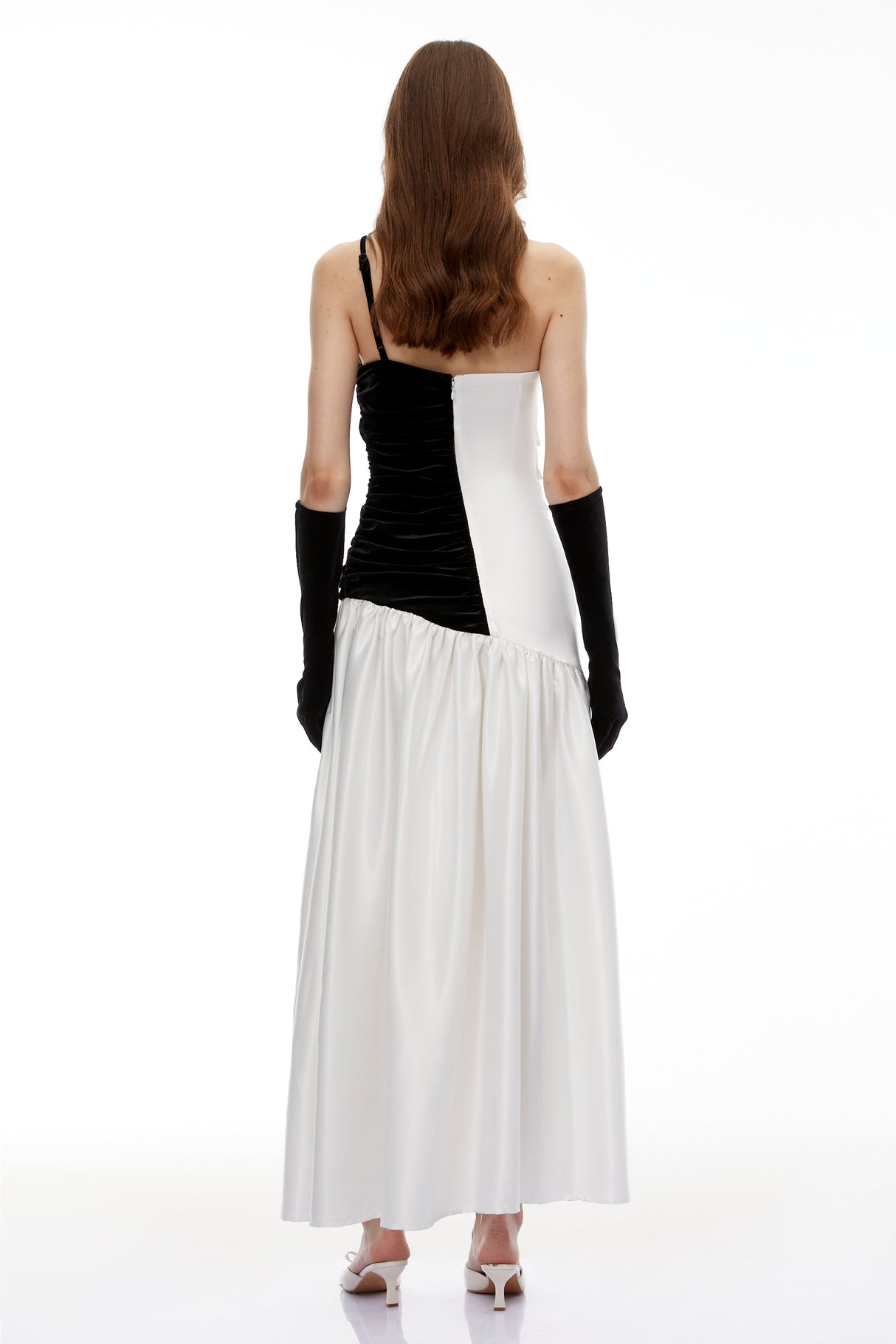 Aurohaya Sibylla White Twist Front Pleated Maxi Dress