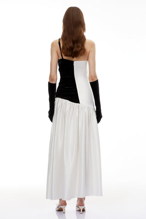 Aurohaya Sibylla White Twist Front Pleated Maxi Dress