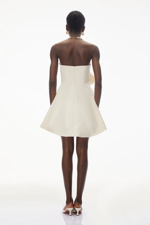 Aurohaya Sienna Ivory Mini Dress with 3D Floral