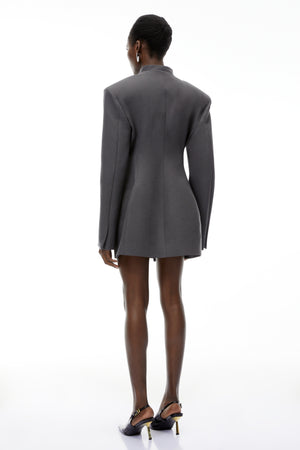 Aurohaya Silvan Grey Asymmetrical Collarless Blazer