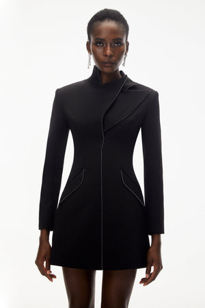 Aurohaya Snizhana Black Asymmetrical Blazer Dress