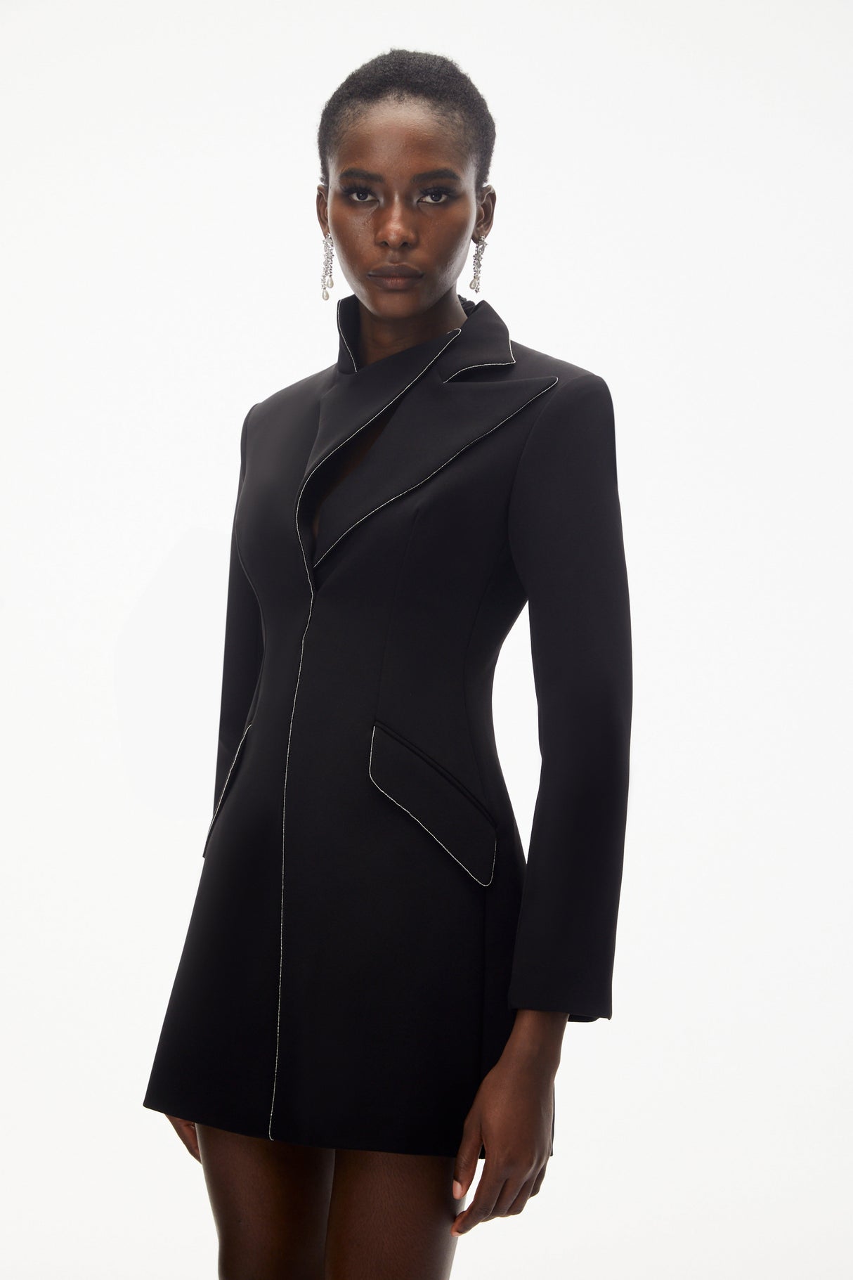 Aurohaya Snizhana Black Asymmetrical Blazer Dress