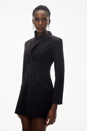 Aurohaya Snizhana Black Asymmetrical Blazer Dress