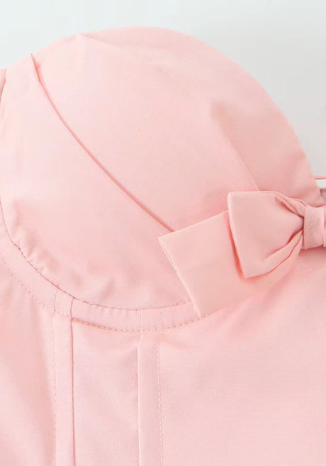 Strapless Bustier A Line Midi Dress Pink
