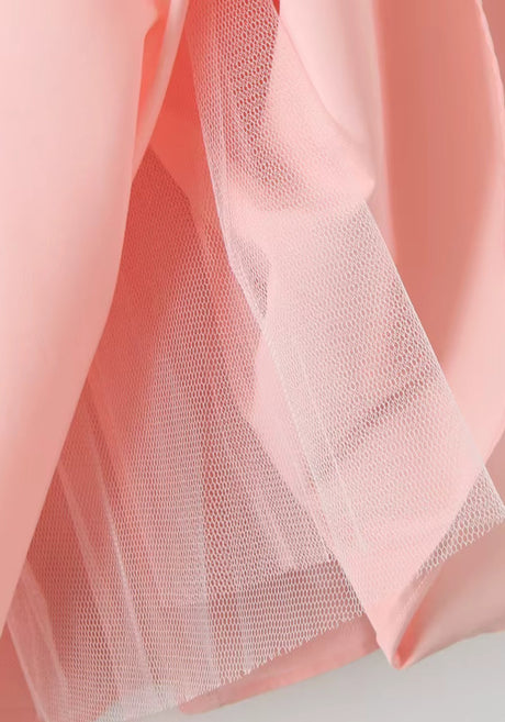 Strapless Bustier A Line Midi Dress Pink