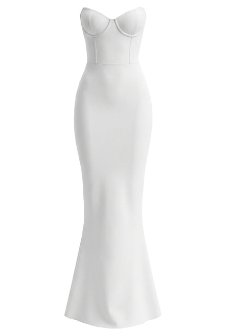 Strapless Bustier Maxi Dress White