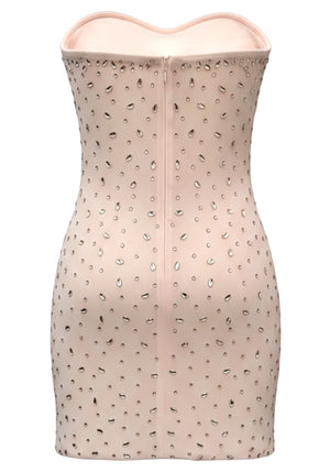 Strapless Crystal Dress Nude