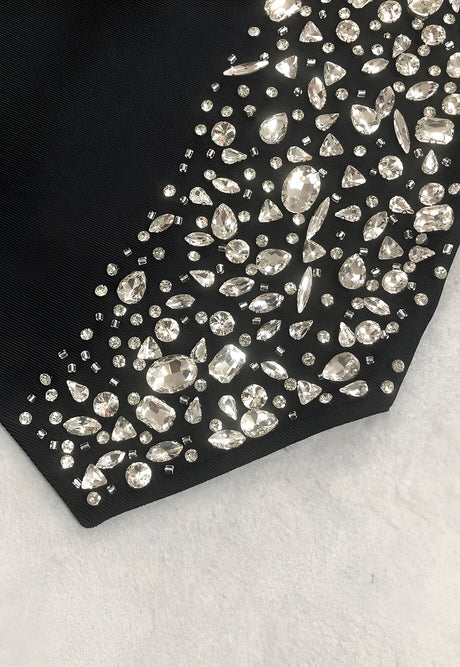Strapless Crystal Side Dress Black