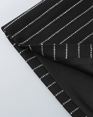 Strapless Crystal Stripes Dress Black