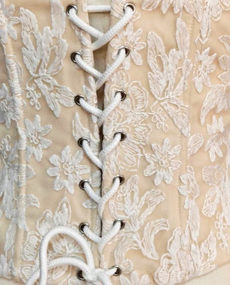 Strapless Floral Corset Two Piece Dress Ivory