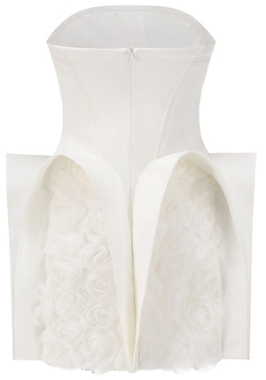 Strapless Geo Floral Dress White