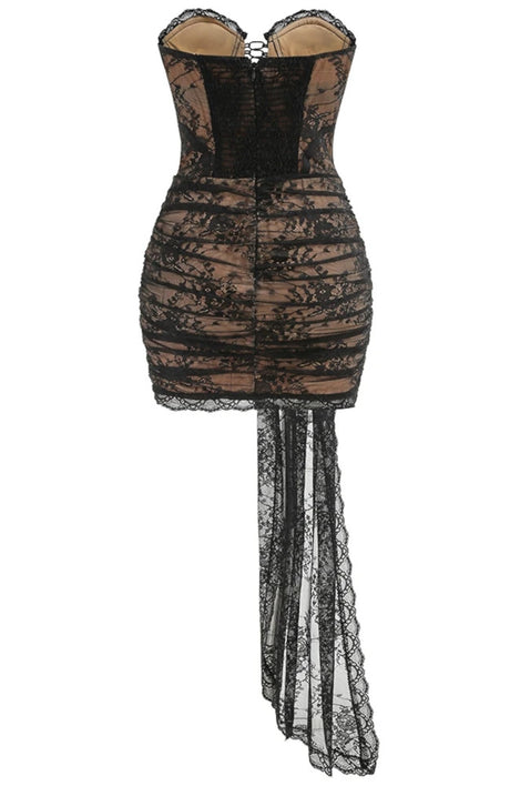 Strapless Lace Bustier Corset Dress Black