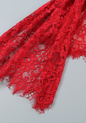 Strapless Lace Corset Dress Red