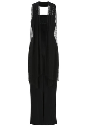 Strapless Scarf Maxi Dress Black