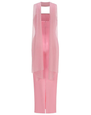 Strapless Scarf Maxi Dress Pink