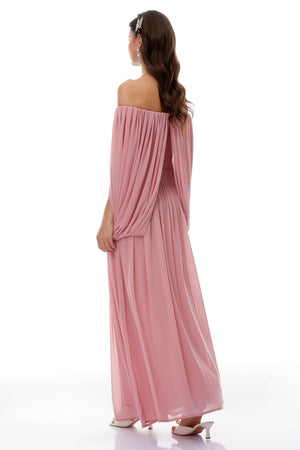 Aurohaya Suné Pink Cross Front Ruched Maxi Dress