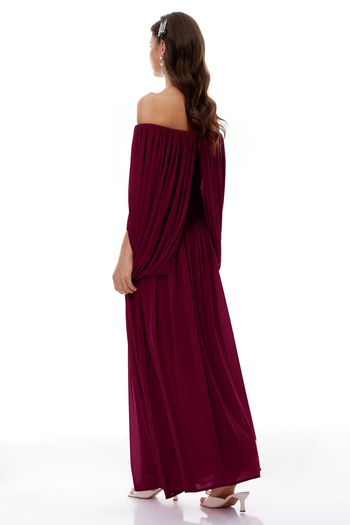 Aurohaya Suné Red Cross Front Ruched Maxi Dress