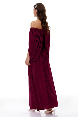 Aurohaya Suné Red Cross Front Ruched Maxi Dress