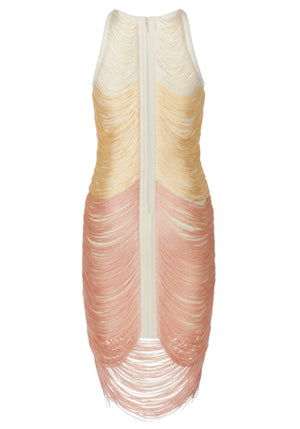 Tassel Detail Dress Gold Pink
