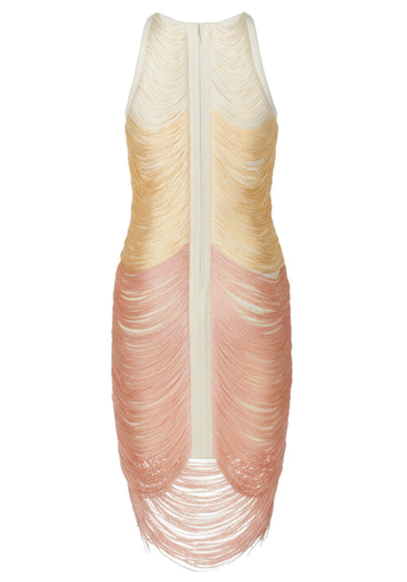 Tassel Detail Dress Gold Pink