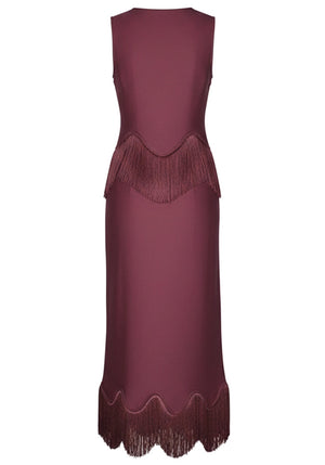 Tassel Detail Maxi Dress Burgundy