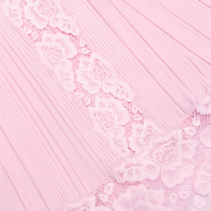 Aurohaya Thalya Pink Lace Trim Knit Midi Dress