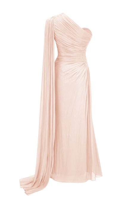 Tiphaine One Shoulder Ruched Maxi Dress - Pink_-_selmori.com_-_04