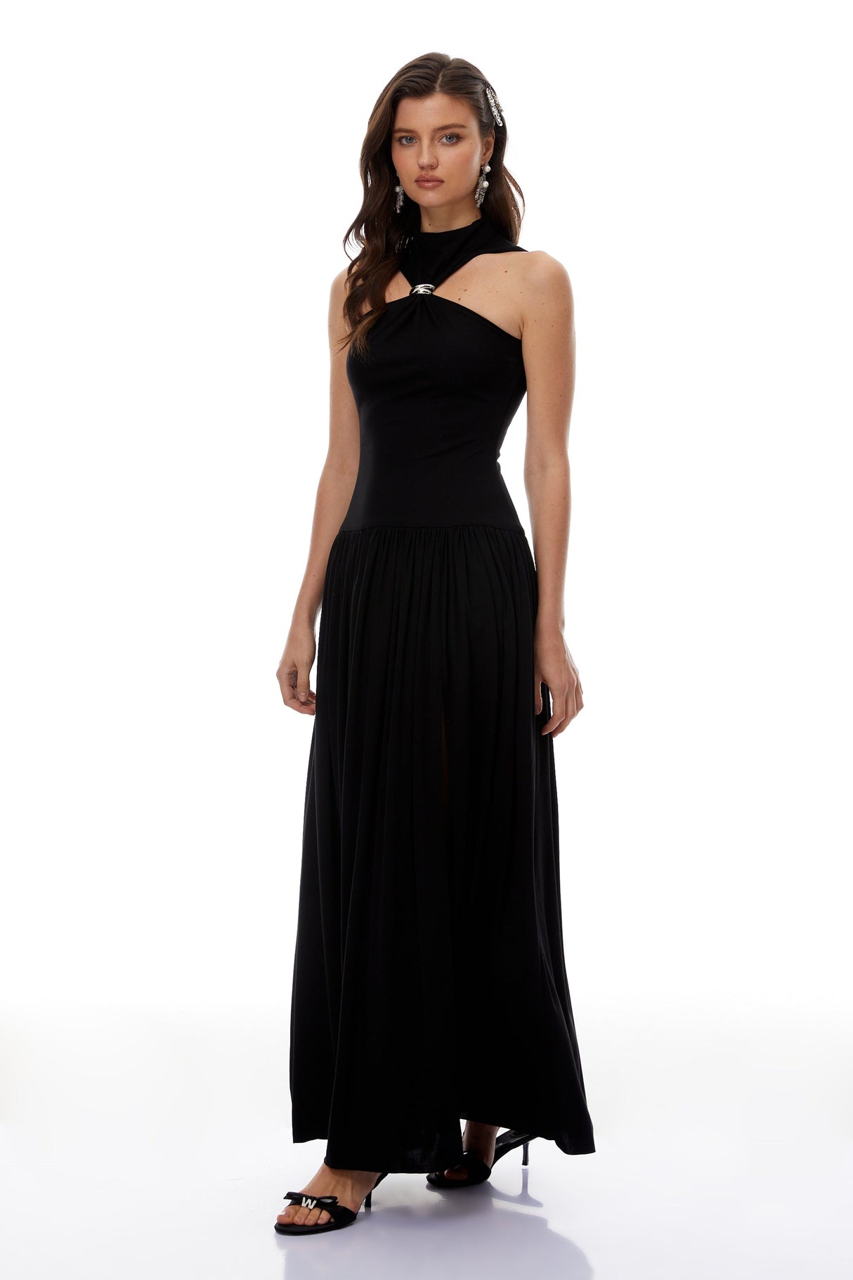 Aurohaya Tomás BlackBlack Halterneck Maxi Dress