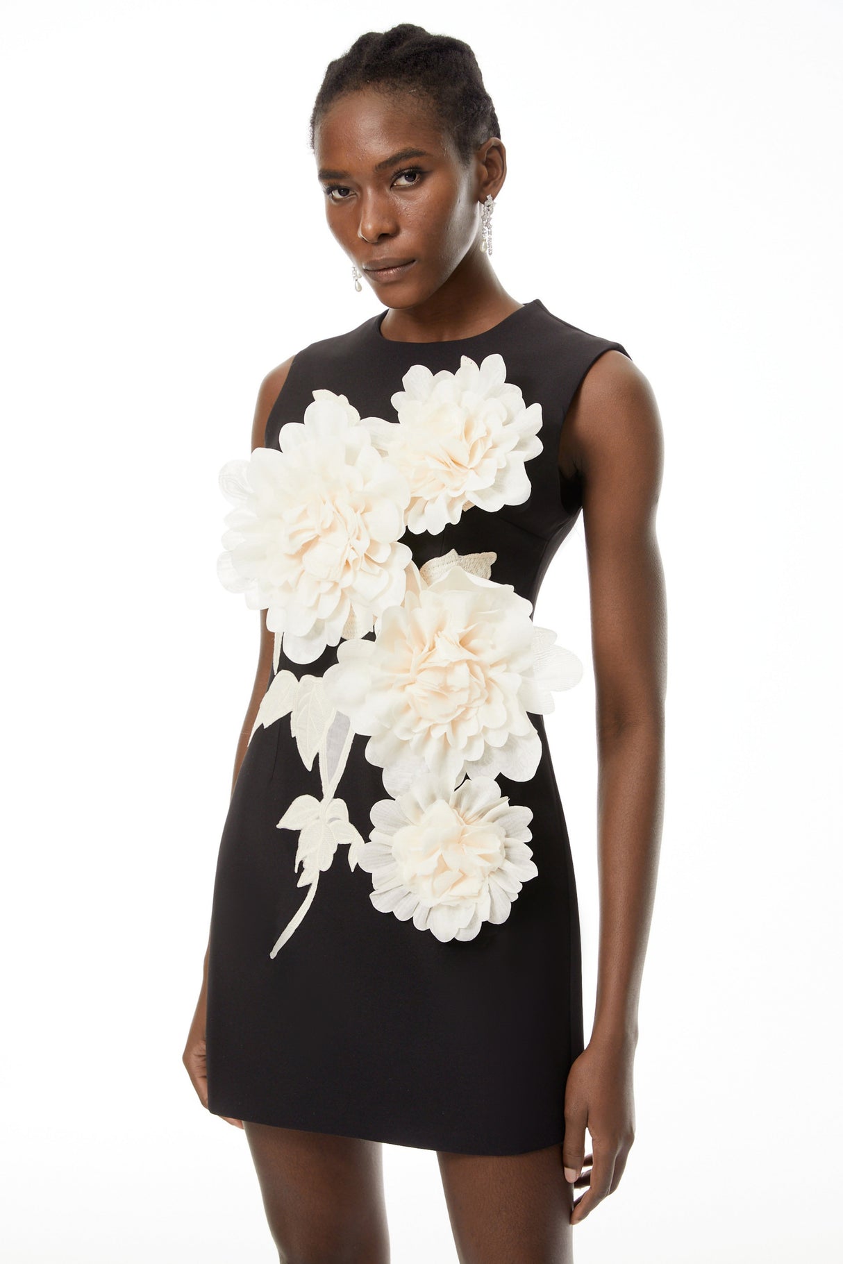 Aurohaya Toril Black Color Blocked 3D Petal Mini Dress