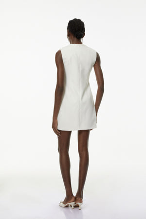 Aurohaya Toril White Color Blocked 3D Petal Mini Dress